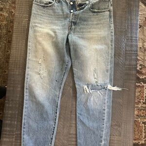 Distressed Levi’s Wedgie Fit Blue Jeans